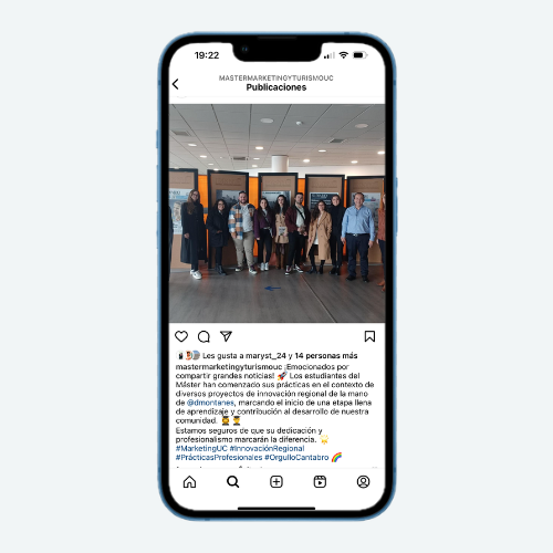 Imagen de un pantallazo de una publicación del Instagram del Máster dirección de Marketing de la universidad de Cantabria.